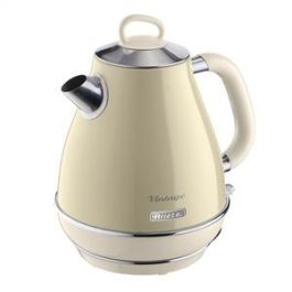 Ariete Hervidor Vintage 1,7L Beige - Base Inalámbrica, Filtro de Metal y Auto Apagado