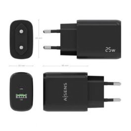 AISENS - CARGADOR 25W, 1xUSB-C PD3.0, 1xUSB-A QC3.0, NEGRO AISENS - CARGADOR 25W, 1xUSB-C PD3.0, 1xUSB-A QC3.0, NEGRO