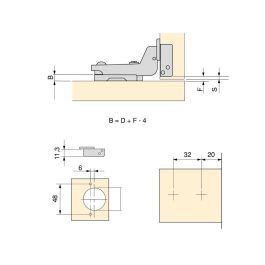 Emuca Lote de 20 bisagras supercodo X91 con cierre suave y suplemento recto para atornillar, Altura 1, Acero, Niquelado