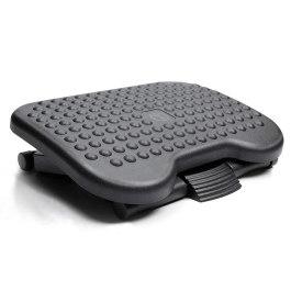 Q-connect Reposapiés Plástico Ajustable Premium, 3 Niveles de Altura, Superficie Masaje, Ángulo 0-30°, 440x110x330 mm