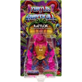 MATTEL Masters of the Universe Origins Turtles of Grayskull Figura de acción Rattlor mutante con sonido 14cm
