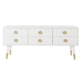 Mueble de TV DKD Home Decor Blanco Dorado Abeto Madera MDF 120 x 42 x 54 cm