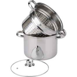 Baumalu Olla para Pasta Acero Inoxidable 20 cm con Difusor Triple Fondo y Tapa de Vidrio Apta Inducción Precio: 42.50000007. SKU: B1K23HZ8MY