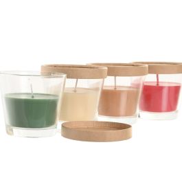DKD Home Decor Vela Crema Rojo 9 x 8 x 9 cm (12 Unidades) con Fragancia Vainilla/Frutos del Bosque/Coco