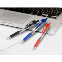 Q-connect Bolígrafo Retráctil con Sujeción de Caucho Tinta Aceite Azul Trazo 0,7 mm