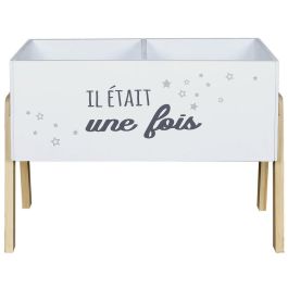 Home Deco Kids Cubo Almacenar Juguetes Libros con 2 Compartimentos y Patas de Madera 60x30x45 cm