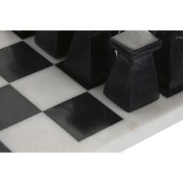 DKD Home Decor Juego de Ajedrez Moderno de Mármol Blanco y Negro 33 x 33 x 1.5 cm