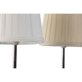 DKD Home Decor Lámpara de Sobremesa Tradicional Blanco Beige Set de 2, Metal Porcelana con Pantalla de Tela, 35cm Alto, Tipo Bombilla E14