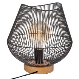 Atmosphera Lámpara de mesa Jena negro e27 28x26 cm - Metal/haya Precio: 37.50000056. SKU: S7910113