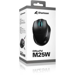 Sharkoon OfficePal M25W Ratón Gaming Inalámbrico RF + USB-C Óptico 4000 DPI Mano Derecha 6 Botones Negro con Iluminación Multi-Color