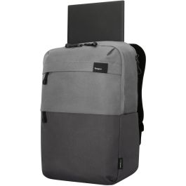 Targus Sagano Mochila para Portátil 15.6" Negro, Gris con Múltiples Bolsillos, Material Reciclado y Protección contra Lluvia