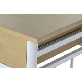 DKD Home Decor Mesa Basicos Natural Blanco Metal MDF 50 x 84 x 80 cm Set de 3