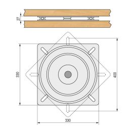 Q&Q ALBORA 330 Plato Giratorio Cuadrado de Hierro Negro 330x330mm, Soporta 300kg, Robusto para Bases y Sillones