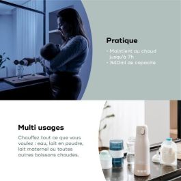 Babymoov BBM3661276184398 Calentador de biberones portátil Moov & Feed 340ml, beige mineral, control de temperatura, mantiene el calor