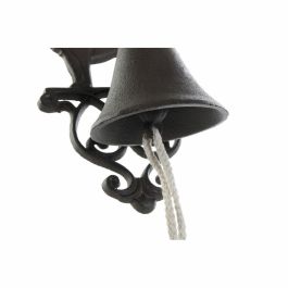 DKD Home Decor Campana de Hierro Colado con Cuerda para Terraza y Jardín Marrón Oscuro, Pack de 2 Unidades, 15x24x14 cm