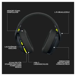 Logitech G435 Auriculares Gaming Inalámbricos Bluetooth/LIGHTSPEED con Micrófono, Dolby Atmos, Certificado Discord, para PC y Consolas, Negro