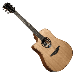 LAG Guitarra Acústica Dreadnought Cutaway A/E Blue Wave 2 Zurdos Natural