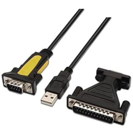 NANO CABLE 10.03.0002 Cable USB a Serie RS232 DB9 Macho, Adaptador DB9/M a DB25/M, 1.8M, Negro