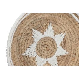 DKD Home Decor Decoración Pared Balines Set 3 Piezas Seagrass Algodón Natural Blanco 45x45x7 cm (2 Unidades)