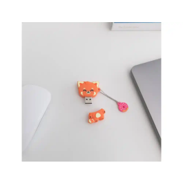 Mr. Wonderful Memoria USB 32GB Panda Rojo Llavero con Adaptador USB C