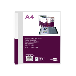 Liderpapel Carpeta 80 Fundas Canguro PP DIN A4 Transparente Portada y Lomo Personalizable