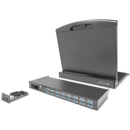 Digitus Conmutador KVM modular 16 puertos para consola KVM, Montaje en rack 1U, USB VGA Negro