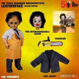 MEZCO TOYZ Leatherface Deluxe Edition 1974 La matanza de Texas 26cm Articulado con Motosierra y Accesorios