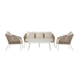 Sofa Terraza Y Jardin DKD Home Decor Blanco Beige 72 x 70 x 151.5 cm Set de 4