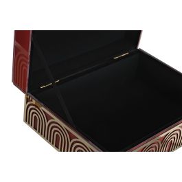 Joyero Sixties DKD Home Decor Rojo Dorado 18 x 10 x 25 cm Set de 2 (2 Unidades)