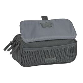 Safta Portatodo Triple Basic Gris, Estuche Escolar con 3 Compartimentos, Grande 21,5x10x8cm