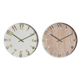 Reloj Pared Scandi DKD Home Decor Natural Blanco 4 x 30 x 30 cm (2 Unidades)