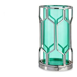 Base Vela Cristal Azul Metal Plata Giftdecor 11.5x19.5x11.5 cm (8 Unidades) Precio: 79.68999984. SKU: S3609628