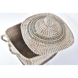 DKD Home Decor Cesta Balinesa de Almacenamiento Seagrass Natural Gris 35x45x43 cm DKD Home Decor Cesta Balinesa de Almacenamiento Seagrass Natural Gris 35x45x43 cm