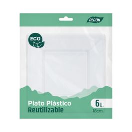 Algon Set de 6 Platos Cuadrados de Plástico Ecológico, 18 cm (36 Unidades)
