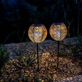 Conjunto de 2 balizas solares para plantar - LUMISKY - AGADIR - H45 cm - Estilo oriental - LED blanco cálido