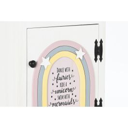DKD Home Decor Mesita de Noche Infantil de Paulownia con 1 Cajón y 1 Puerta, Blanco y Rosa, 40x29x73.5 cm
