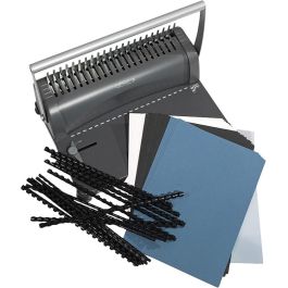 GENIE CB-850 Encuadernadora de Espiral Manual, Perforadora de 12 hojas, 350 hojas de Capacidad, Incluye Binders, Negro