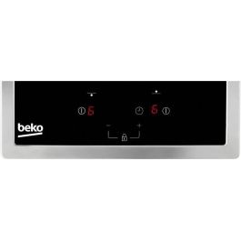 Beko HDMC32400TX Placa vitrocerámica 2 zonas 3000W, ancho 30 cm, con mandos frontales, revestimiento de vidrio, marco inoxidable, negra.