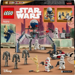 Lego 75372 Star Wars Paquete de Batalla de Soldados Clon y Droides de Batalla con Moto Speeder y Minifigura