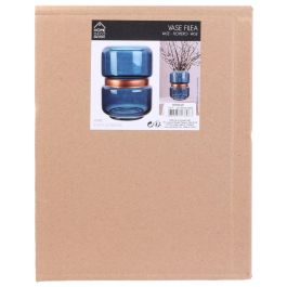 Home Deco Factory Jarron Azul-Dorado Decorativo Medidas d.15,5 cm; h.20,5 cm