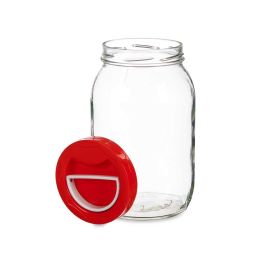 Bote de Cristal 2L con Tapa Roja y Asa - Vivalto 12x21x12 cm (6 Unidades) Bote de Cristal 2L con Tapa Roja y Asa - Vivalto 12x21x12 cm (6 Unidades)