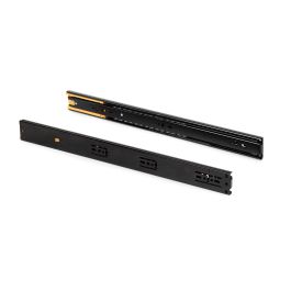 Emuca Lote de 5 juegos de guías para cajones, de bolas, altura 45mm, profundidad 550mm, extracción total, cierre suave, Negro