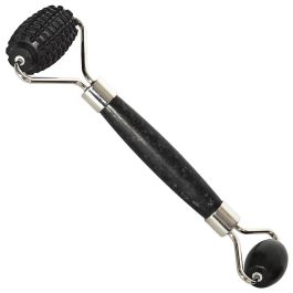Cosmetic Club Masajeador Facial Jade Negro con Doble Rodillo Liso y con Bultos para Reafirmar y Alisar Todo Tipo de Piel