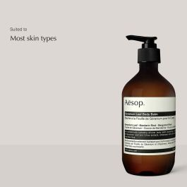 AESOP GERANIUM LEAF body balm 500 ml para hidratación profunda con aceites nutritivos y extractos cítricos para una piel radiante