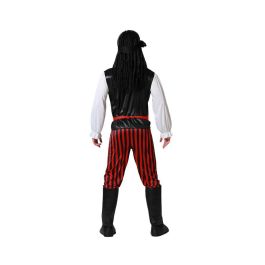 Disfraz Pirata para Hombre Adulto Rayas Rojas Talla XS-S con Camisa, Pantalón, Cinturón y Pañuelo