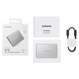 SAMSUNG Portable SSD T7 1TB USB-C 3.2 Gen 2 (10 Gbps) Externo Aluminio Plata - MU-PD1T0G/WW