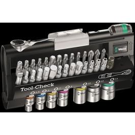 Wera 05200995001 Tool-Check Automotive 1, Juego de llaves de vaso y puntas, Métrico, 38 piezas, Carraca y estuche, 1/4"