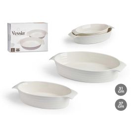 Set 2 Bandejas Ovaladas Vessia Porcelana Blanco 8x22x37 cm - Apto Lavavajillas, Horno y Microondas (6 Unidades) Precio: 90.49999948. SKU: B192FA4G2D