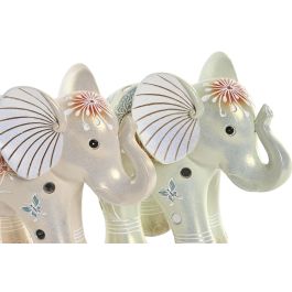 DKD Home Decor Figura Colonial de Elefante Resina Verde Beige 9.5 x 15.5 x 18.5 cm (4 Unidades)