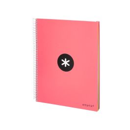 Cuaderno Espiral A4 Micro Antartik Tapa Forrada 120H 90 gr Liso 5 Bandas 4 Taladros Color Coral